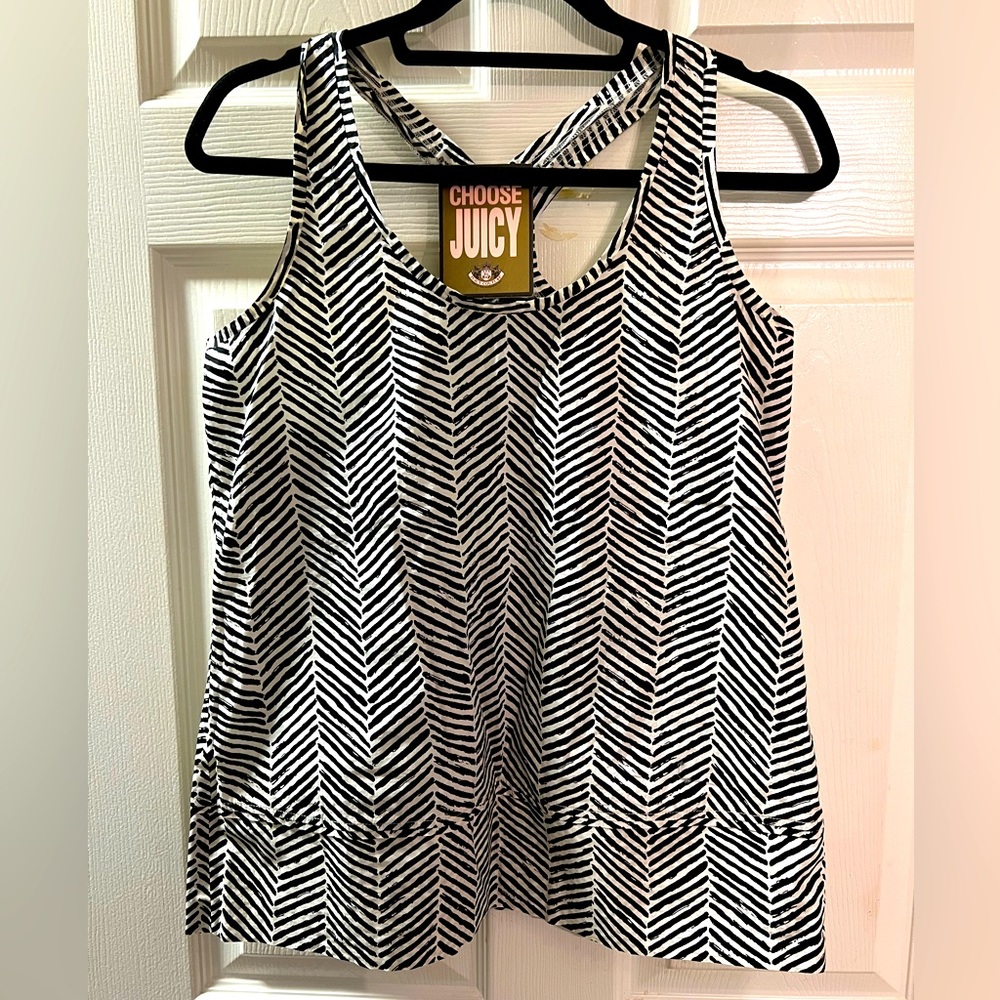 NWT Juicy Couture, Pattern Tank, Black & Ivory, Size Small